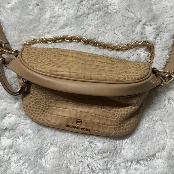 Michael Kors Cream Crocodile-Embossed Crossbody Bag - Picture 12 of 12